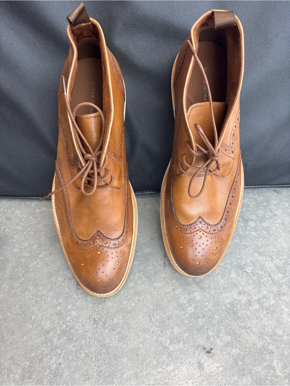 Men's Brown Leather Chukka Wingtip Boots - Classic Lace-Up Never worn.